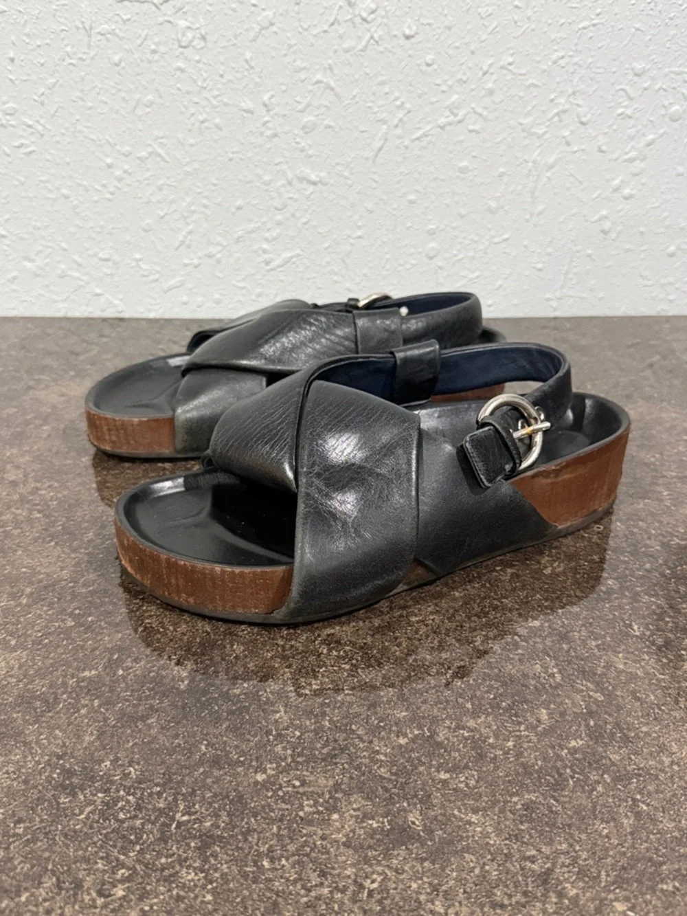 Celine Phoebe Philo Black Leather Criss-Cross Slingback Sandals Women’s Size 40 - Picture 1 of 10